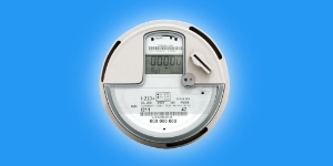A power meter measuring the inflow and outflow of electricity for net metering.